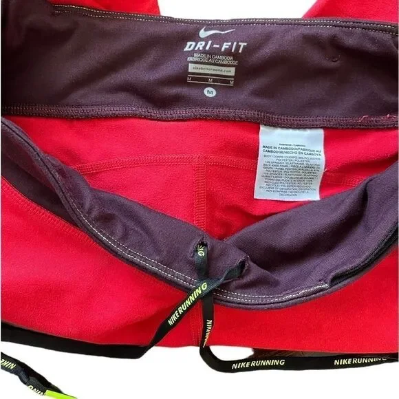 Nike Dri Fit Epic Run Cropped Leggings in Red/Maroon - Picture 3 of 6